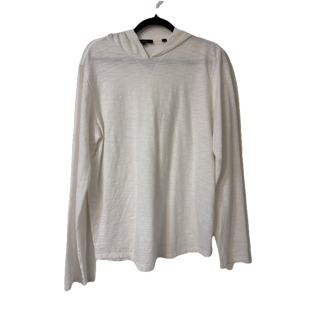 VINCE Regular Fit Hooded Pullover In Optic White Size Medium